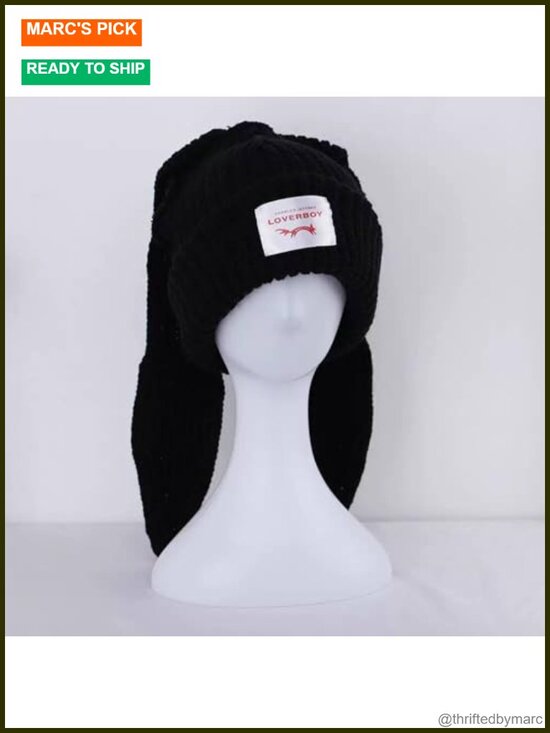 Knitted Cute Bunny Long Ear Hat Slouchy Cat Ear Crochet Fluffy Winter Warm main image 6